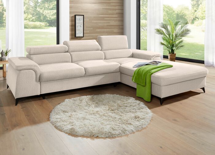 Polsterecke mit Bettfunktion und verstellbaren Kopfst&uuml;tzen 