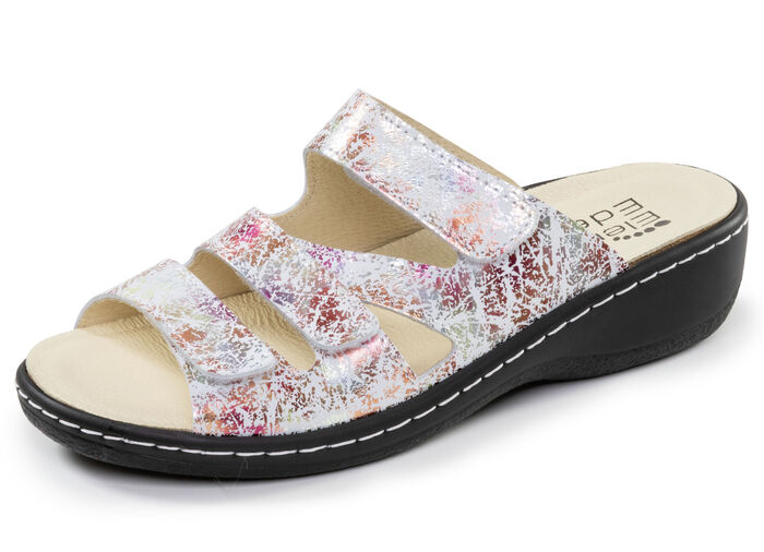 ELENA EDEN, bequeme Damen-Pantoletten, Weite H, mit herausnehmbarem Fußbett ECRU-ROSÉ