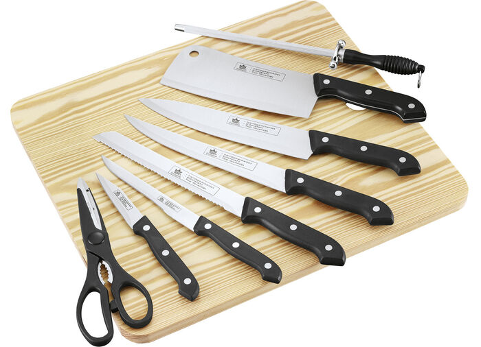 Messerset mit Schneidebrett, 9-teilig 