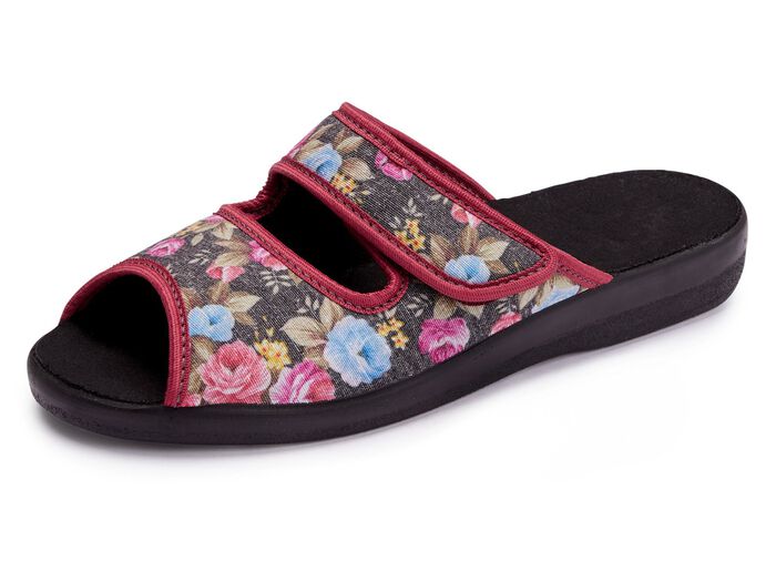 Zweierpack, klassische Damen-Hausschuhe, Weite H, mit Klettverschluss 