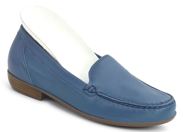 Waldl&auml;ufer Mokassin-Slipper aus edlem Rind-Nappaleder JEANS