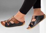 Gemini Pantolette mit verstellbarer Klettspange SCHWARZ-COGNAC