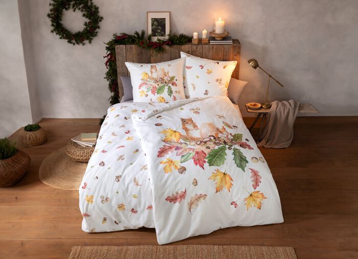 Bettw&auml;sche-Garnitur mit herbstlichen Motiven 