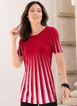 Longshirt mit Plissee-Optik BORDEAUX-WEISS