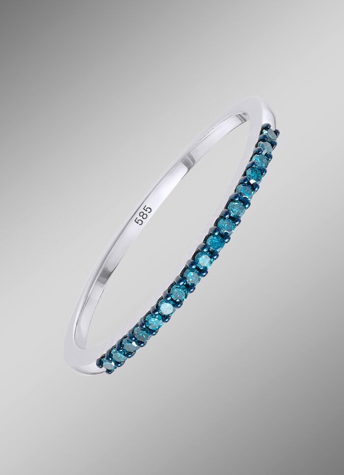 Exquisiter Damenring mit blauen Diamanten 