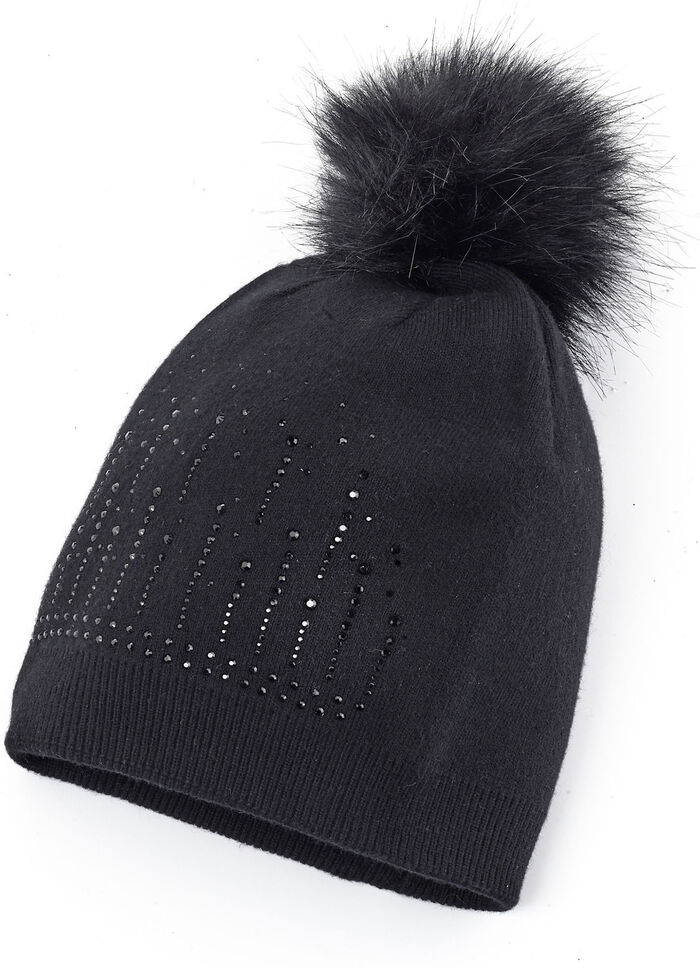Mütze mit dezenten Glitzersteinchen SCHWARZ