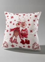 Kissenbezug mit Rentierpaar in Samtoptik ROT