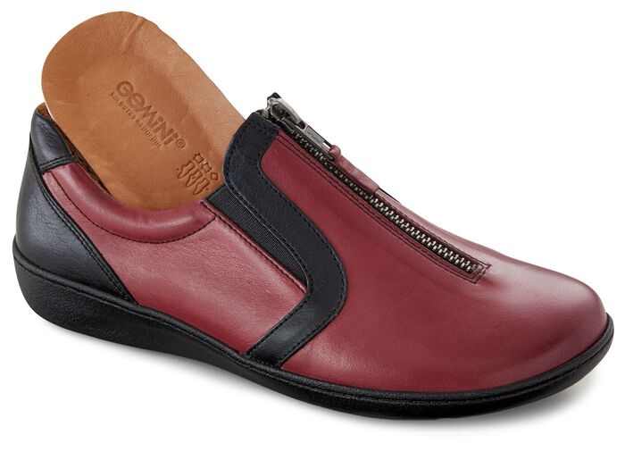 Gemini Slipper mit praktischem Rei&szlig;verschluss BORDEAUX-SCHWARZ