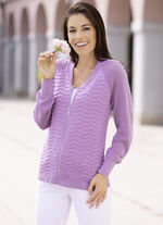 Strickjacke mit Cloquéstruktur FLIEDER