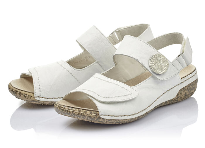 Rieker, bequeme Damen-Sandalen, Weite H, mit herausnehmbarem Fußbett WEISS