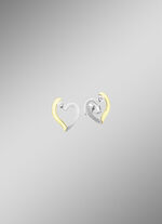 Herz-Ohrstecker in Bicolor mit synth. Zirkonia 