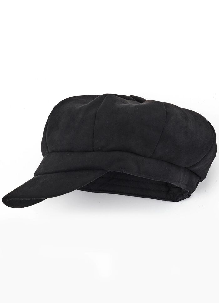 Elegante Damen-Ballonmütze, mit rückwärtigem Elastikeinsatz SCHWARZ