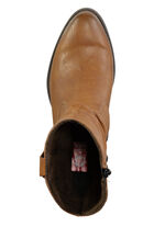 Rieker Western-Stiefelette aus weichem Synthetikmaterial mit Raffung COGNAC