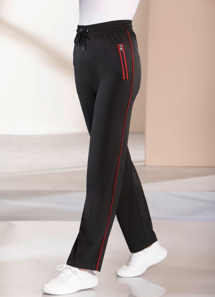 Freizeithose mit Kontrastpaspel SCHWARZ