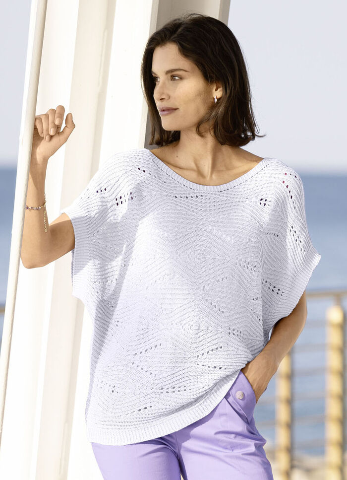 Pulli in quergestricktem Dessin WEISS