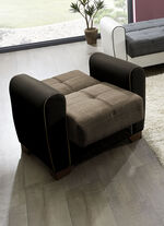 Polstermöbel mit Bettfunktion und Bettkasten BRAUN-BEIGE