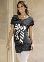 Longshirt in Batik-Optik in 2 Farben SCHWARZ