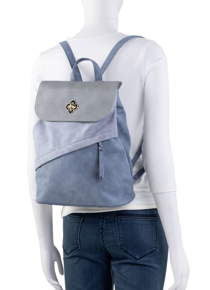 Rucksack mit &Uuml;berschlag und Drehschloss JEANS-GRAU