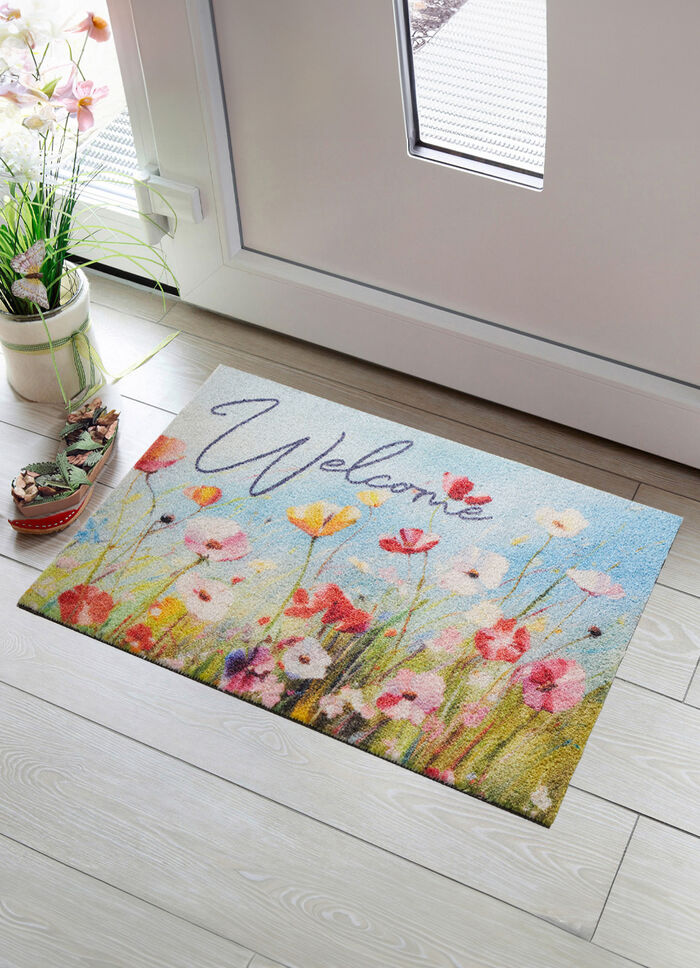 Blumenreiche Fußmatte „Willkommen“ 