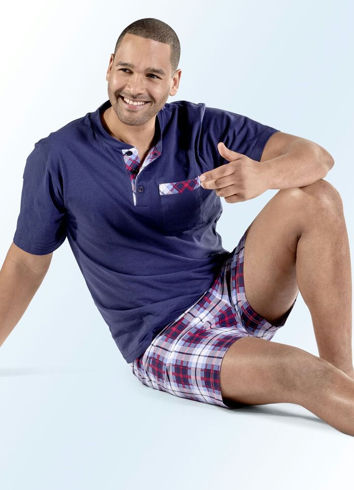 Zweierpack Shortys mit Knopfleiste, Brusttasche und sch&ouml;nem Karodessin 