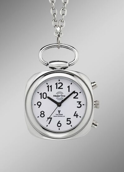 Funk-Anh&auml;ngeruhr mit sprechender Zeitansage auf Knopfdruck 