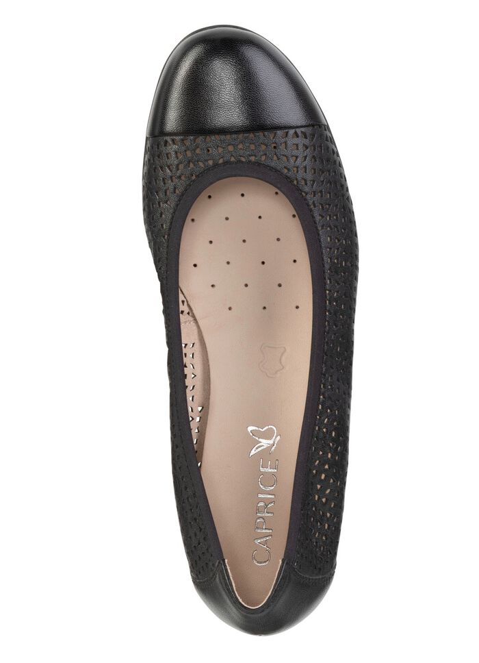 Caprice, sommerliche Damen-Ballerinas, Weite G, mit Gummizug SCHWARZ