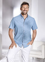 Hemd mit Button-Down-Kragen JEANSBLAU