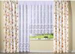 Filigraner Blumenfenster-Store mit Automatikfaltenband 1:3 
