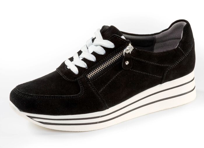 ELENA EDEN, bequeme Damen-Sneaker, Weite G, mit herausnehmbarem Fu&szlig;bett SCHWARZ