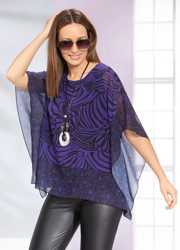 Poncho-Tunika mit Bord&uuml;ren-Druck 