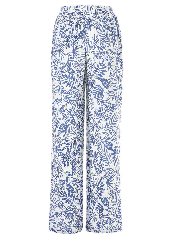 Hose in modischer Weite ECRU-BLAU