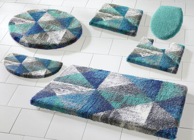 Badgarnitur von Grund mit geometrischem Dessin TÜRKIS-GRAU
