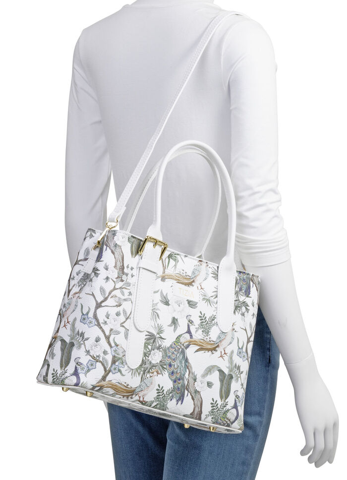 TIZIA, Tasche, Damen, mit abnehmbarem, verstellbarem Umh&auml;ngeriemen WEISS-JADEGR&Uuml;N