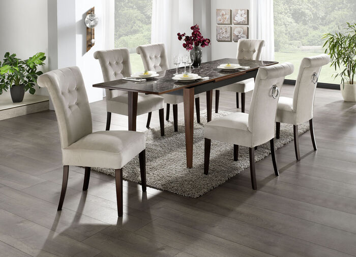 Esstisch mit dekorativer Tischplatte 