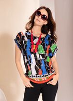 Bunte Tunika mit Katzen-Motiv 