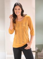 Shirt mit kontrastfarbenen Zierplättchen in 2 Farben MAISGELB