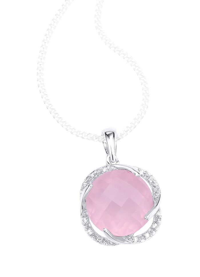 Anh&auml;nger mit Rosenquartz und Wei&szlig;topas 