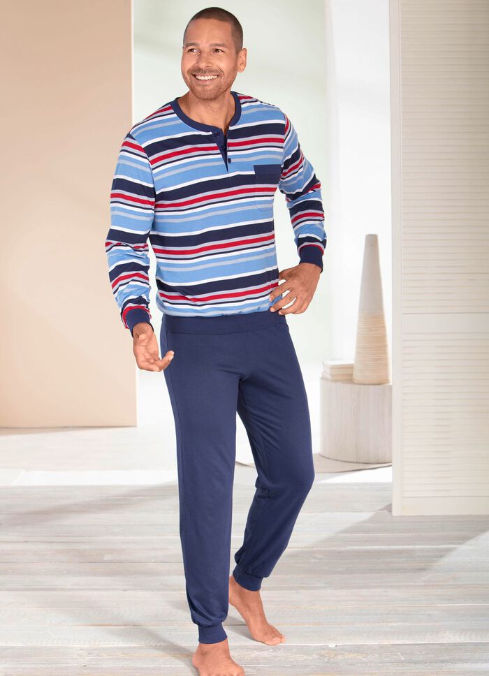 Zweierpack Schlafanz&uuml;ge mit Knopfleiste und B&uuml;ndchenabschl&uuml;ssen 