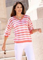 Pullover mit Ringeldessin WEISS-HUMMER-BEIGE MELIERT