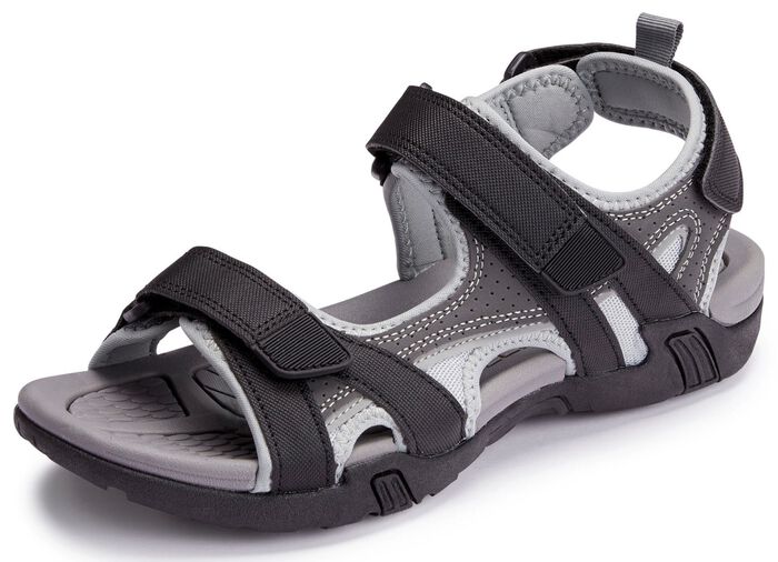 Trekking-Sandale mit drei praktischen Klettspangen GRAU-SCHWARZ