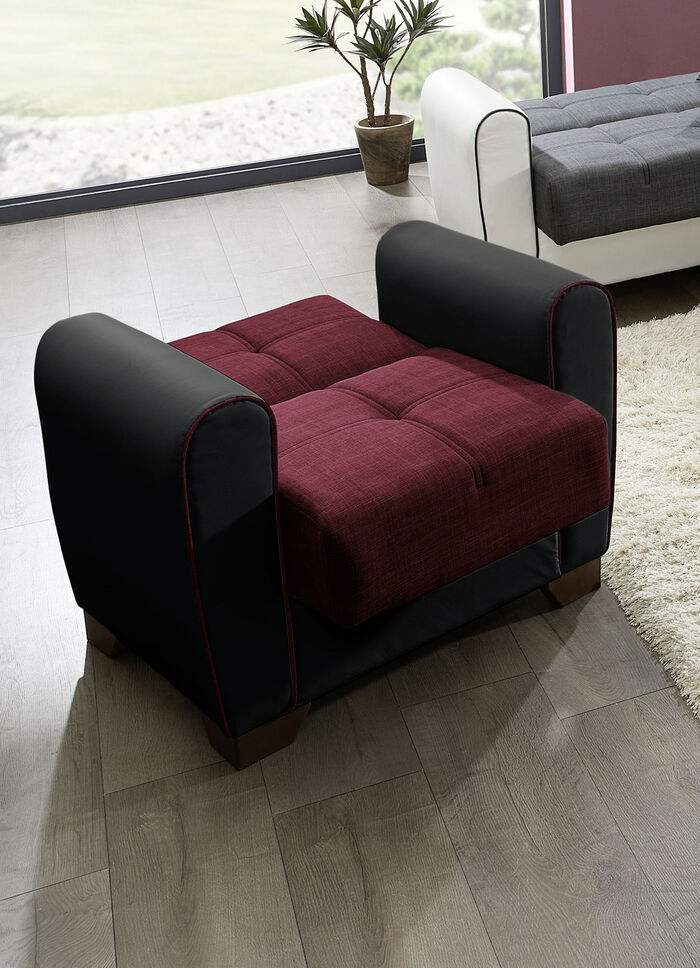 Polstermöbel mit Bettfunktion und Bettkasten SCHWARZ-ROT