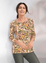 Shirt mit 3/4-langen &Auml;rmeln BEIGE-BRAUN-GR&Uuml;N