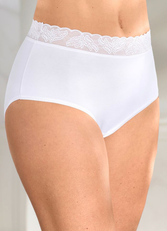 Viererpack Slips mit elastischem Spitzenbund 