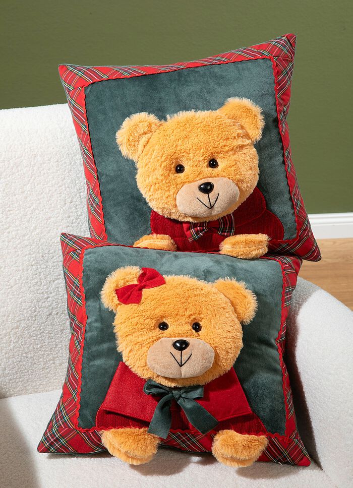 Kissenbez&uuml;ge Teddys in Samtoptik BUNT