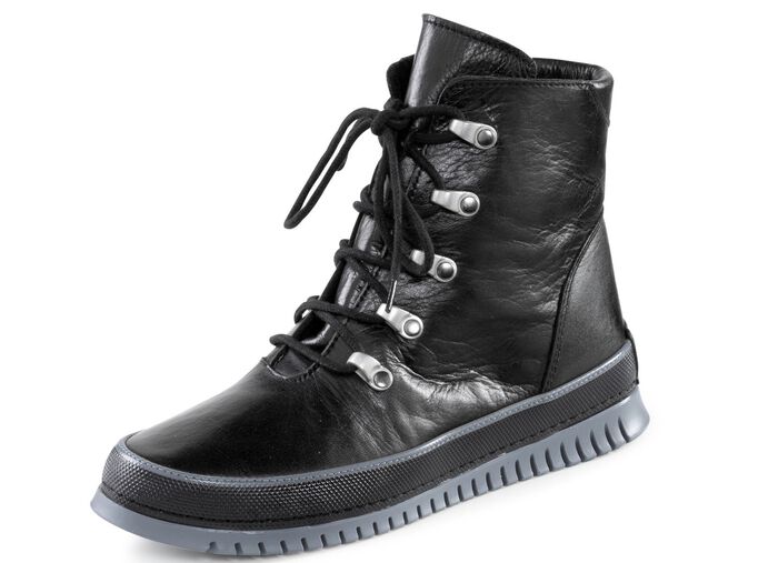 Gemini Schn&uuml;r-Bootie aus weichem Rind-Nappaleder SCHWARZ