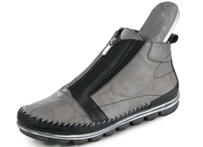 Gemini Mokassin-Bootie mit Knitter-Struktur GRAU-SCHWARZ