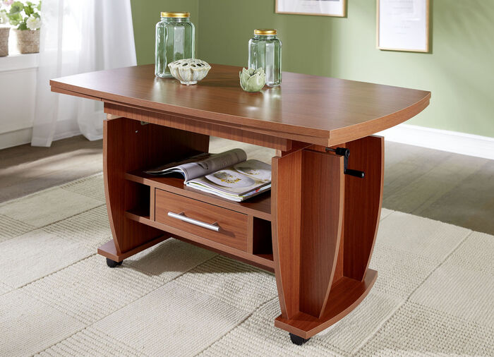 Moderner Couchtisch auf Rollen NUSSBAUM