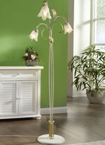 Stehleuchte mit blütenförmigen Lampenschirmen 