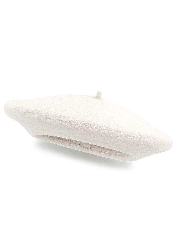 Edle Damen-Baskenm&uuml;tze, aus reiner Schurwolle WOLLWEISS