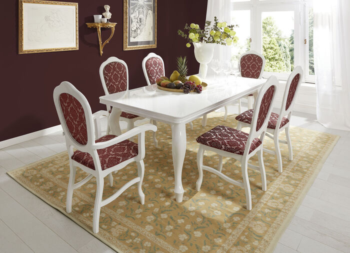 2er-Set Esszimmerstühle WEISS-BORDEAUX